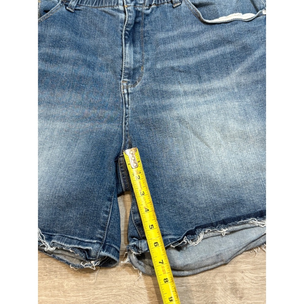 Judy Blue Denim Shorts Frayed Hem‎ Elastic Waist Comfort Stretch 3XL - Picture 2 of 8